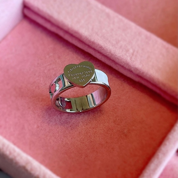 Stainless Steel Silver or Rose gold return to forever love teal pink heart ring - Picture 4 of 5